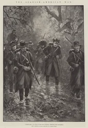 The Spanish-American War, Uncle Sam in Cuba in the Rainy Season, through the Chaparral